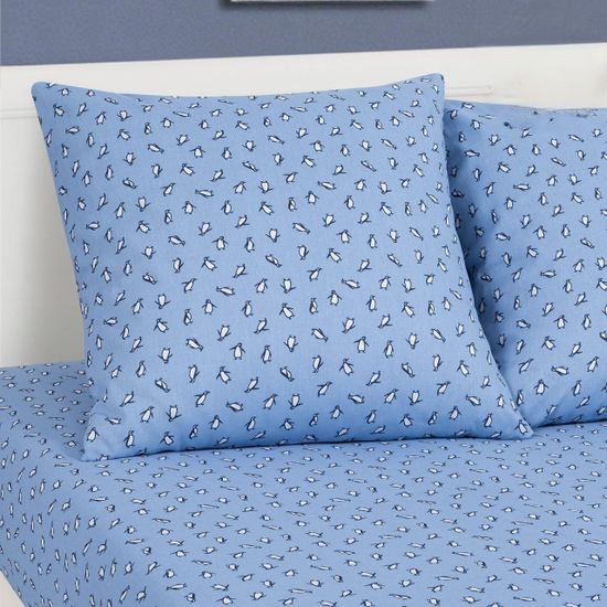 Полуторный комплект детского постельного белья Пингвиния бязь