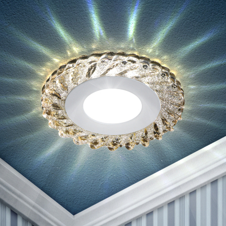 Светильник встраиваемый cо светодиодной подсветкой ЭРА DK LED 15 CHP/WH 6Вт круглый шампань/белый