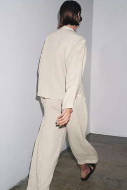 ZARA КУРТКА-РУБАШКА ИЗ 100% ЛЬНА — ZW COLLECTION, СВЕТЛО-БЕЖЕВЫЙ