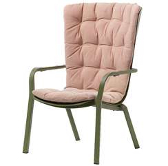 Уличное кресло Folio зеленое с розовой подушкой