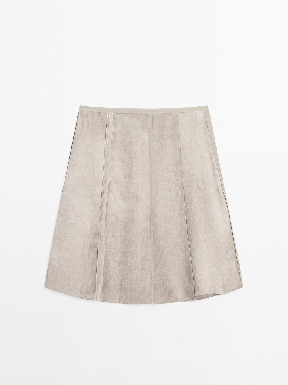 Massimo Dutti Юбка миди с отделкой стежками, серый