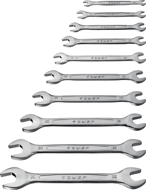 Набор ключ рожковый, 10шт Зубр (6-24мм)