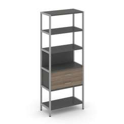 Shelf System Односекционный стеллаж пятиярусный с ящиками SN.STM-512 Антрацит/Вяз Благородный/Металл