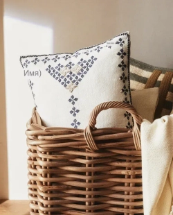 ZARA HOME ЧЕХОЛ ДЛЯ ДЕКОРАТИВНОЙ ПОДУШКИ С ВЫШИВКОЙ
