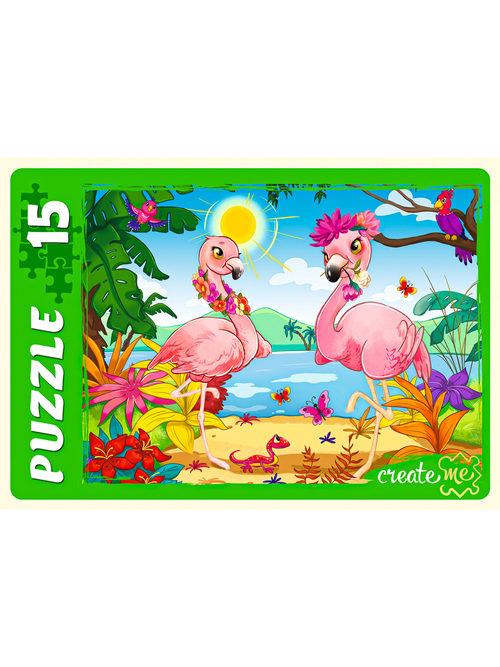 МАКСИ-ПАЗЛЫ 15 элементов. ЛЮБИМЫЕ ФЛАМИНГО (Арт. ПУ15-7180)     Проф-Пресс игры