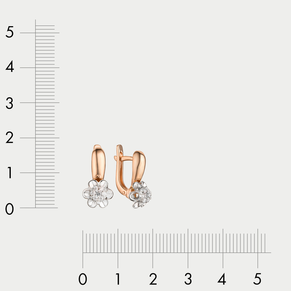 Серьги женские из розового золота 585 пробы с фианитами (арт. 44-025)