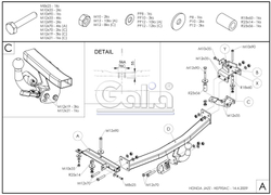 Фаркоп оцинкованный Galia H079A для Honda Jazz 2008-2014(паспорт и сертификат в комплекте)(без электрики)