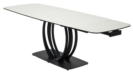 Стол MALTA 160 MARBLES KL-99 Белый мрамор матовый, итальянская керамика/ черный каркас