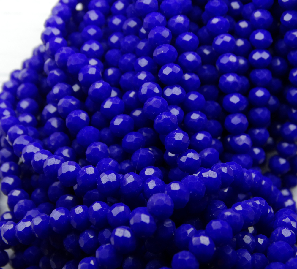 БН025НН34 Хрустальные бусины "рондель", цвет: темно-синий непроз., 3х4 мм, кол-во: 95-100 шт.