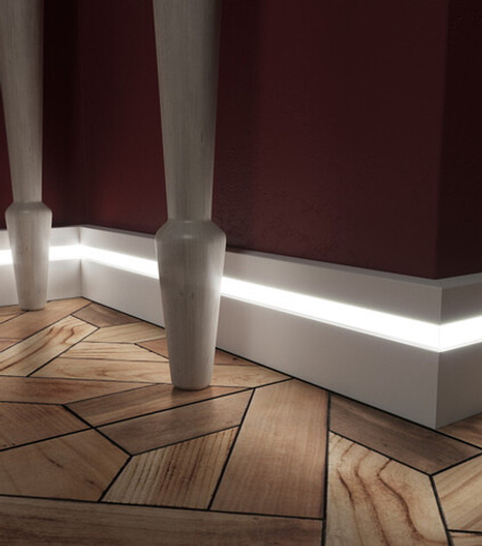 Плинтус МДФ EVROWOOD, PN 021 LED, Белый