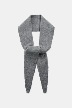 ZARA ШАРФ ИЗ 100% ШЕРСТИ, СЕРЫЙ