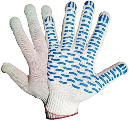 Перчатки хлопчатобумажные с ПВХ Волна, 5 нитей, 7 класс, 250 штук