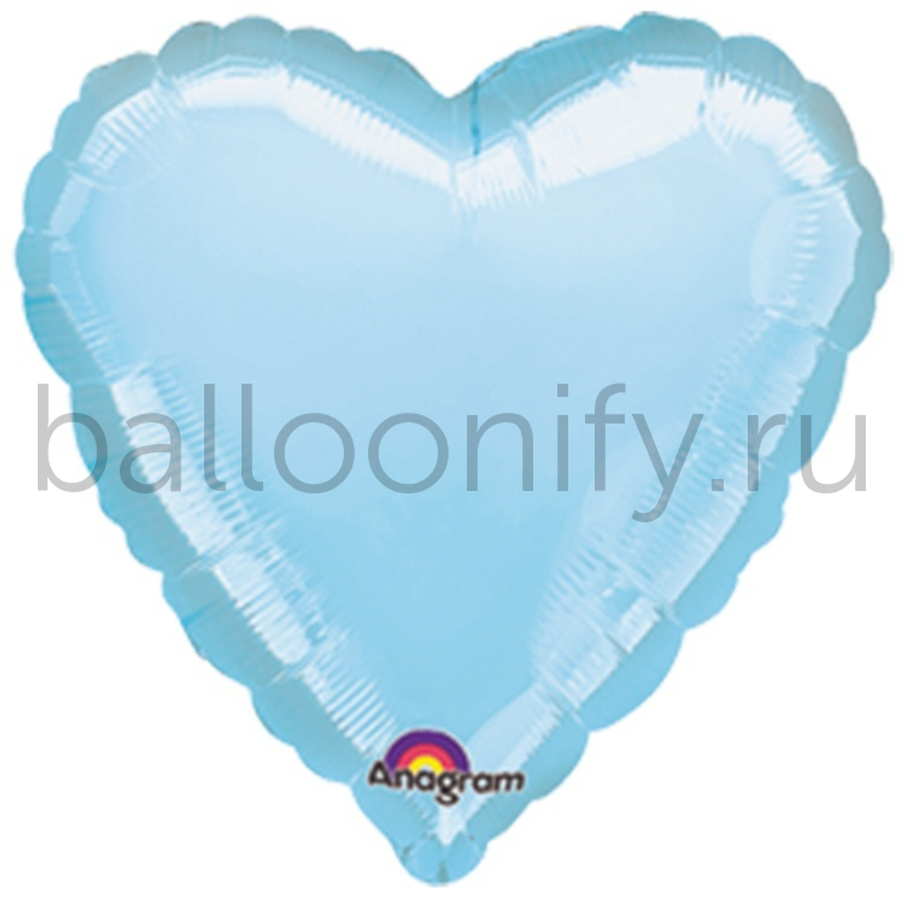 Фольгированная фигура, сердце, 18"/46СМ Пастель Blue