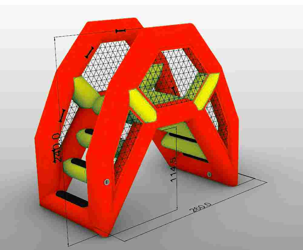 Надувная мини-лестница для бассейна из ПВХ, красный, 2,6*1,4*2,4 м