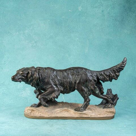 Винтаж: Кабинетная/Бронзовая скульптура «Сеттер в стойке»