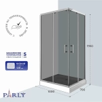 Душевой уголок Parly QZ71S N 100x70 профиль хром/стекло тонированное
