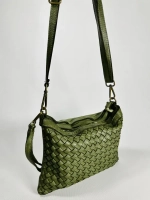 Женская сумка-клатч из натуральной кожи оливкового цвета