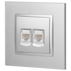 Розетка ЭРА Elegance 14-3108-03 информационная двойная 2хRJ45 IP20 алюминий | Elegance Алюминий