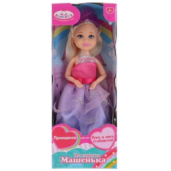 Кукла тм Карапуз Машенька 15см принцесса в розовом платье, гнутся руки и ноги,