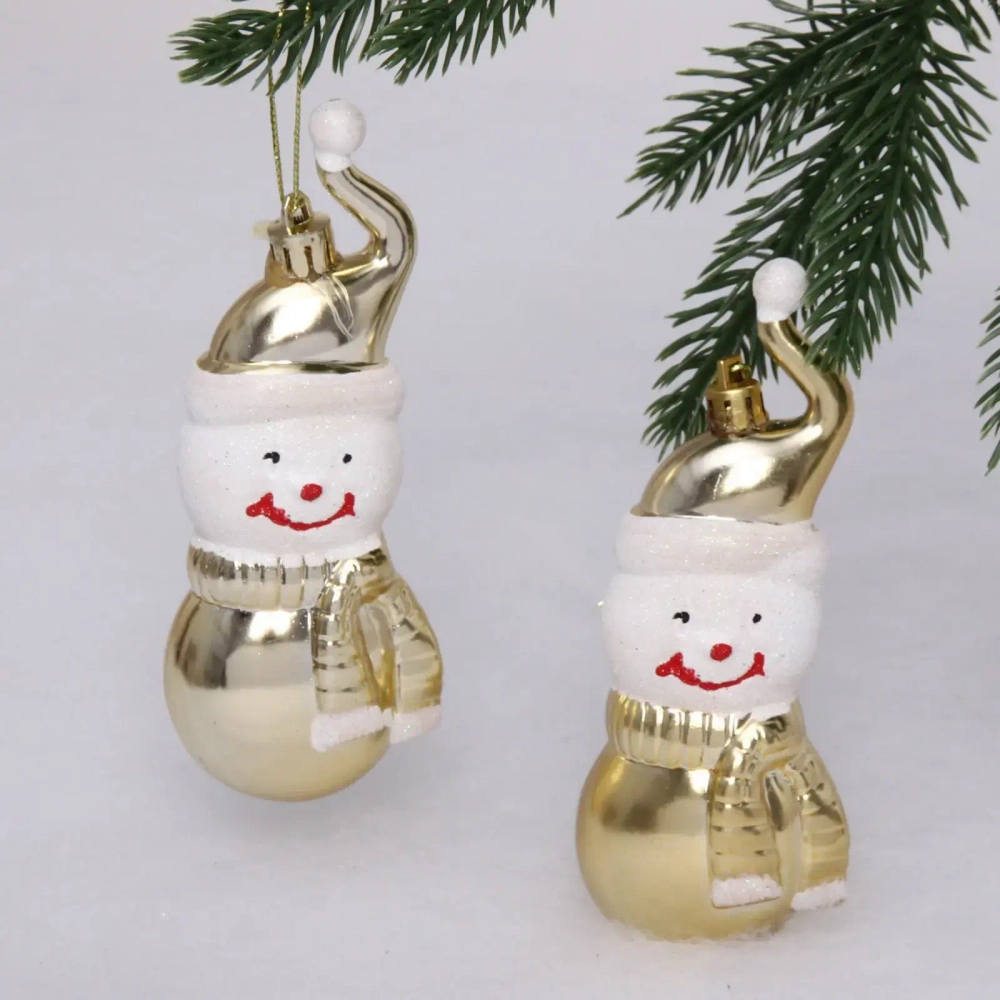 Елочные игрушки «Снеговички» 13 см (набор 2 шт), Золото
