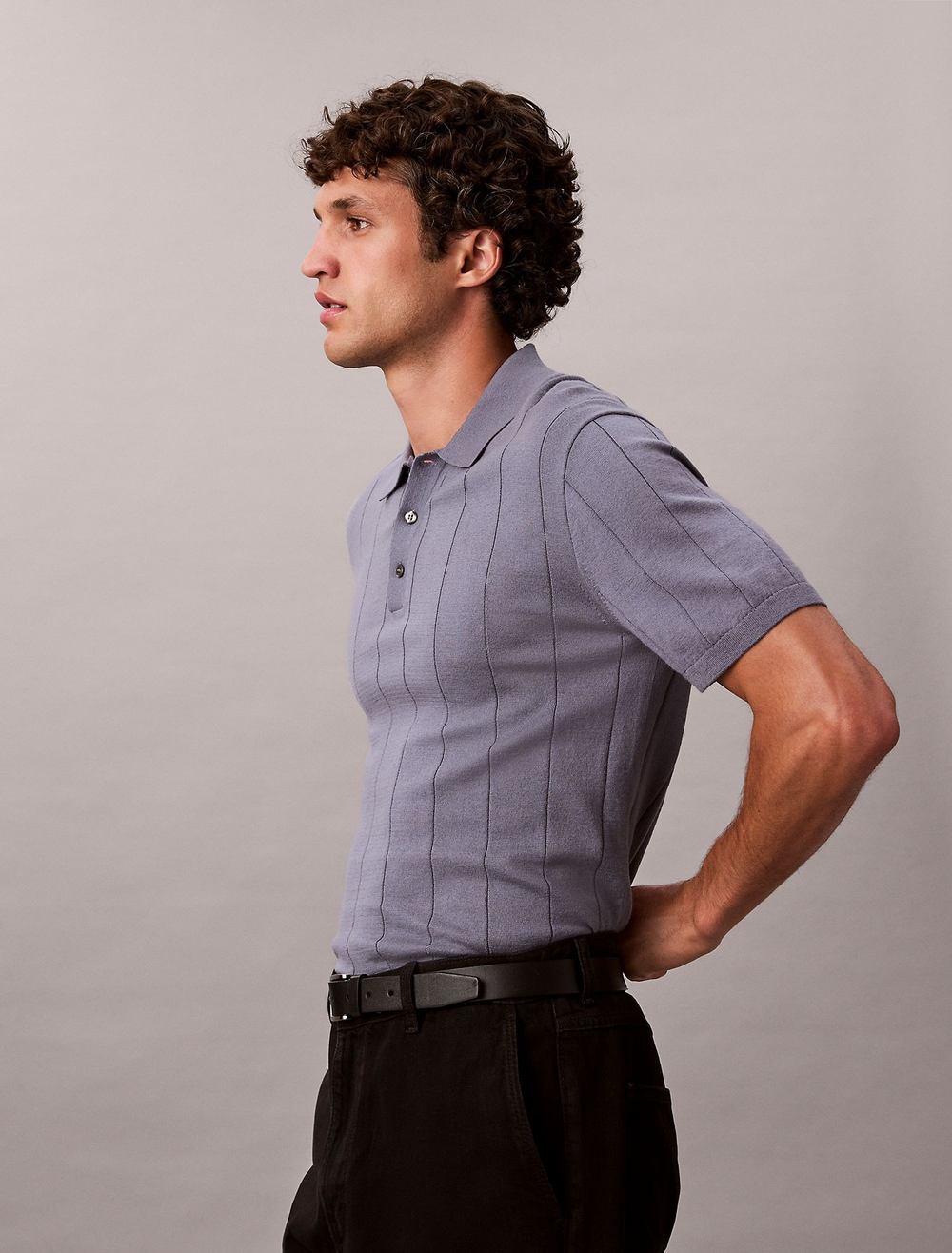 Поло-свитер Calvin Klein Wool Cotton Classic Grisaille