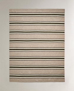Zara Home плед из шерсти, хаки, в полоску, 140x190 см