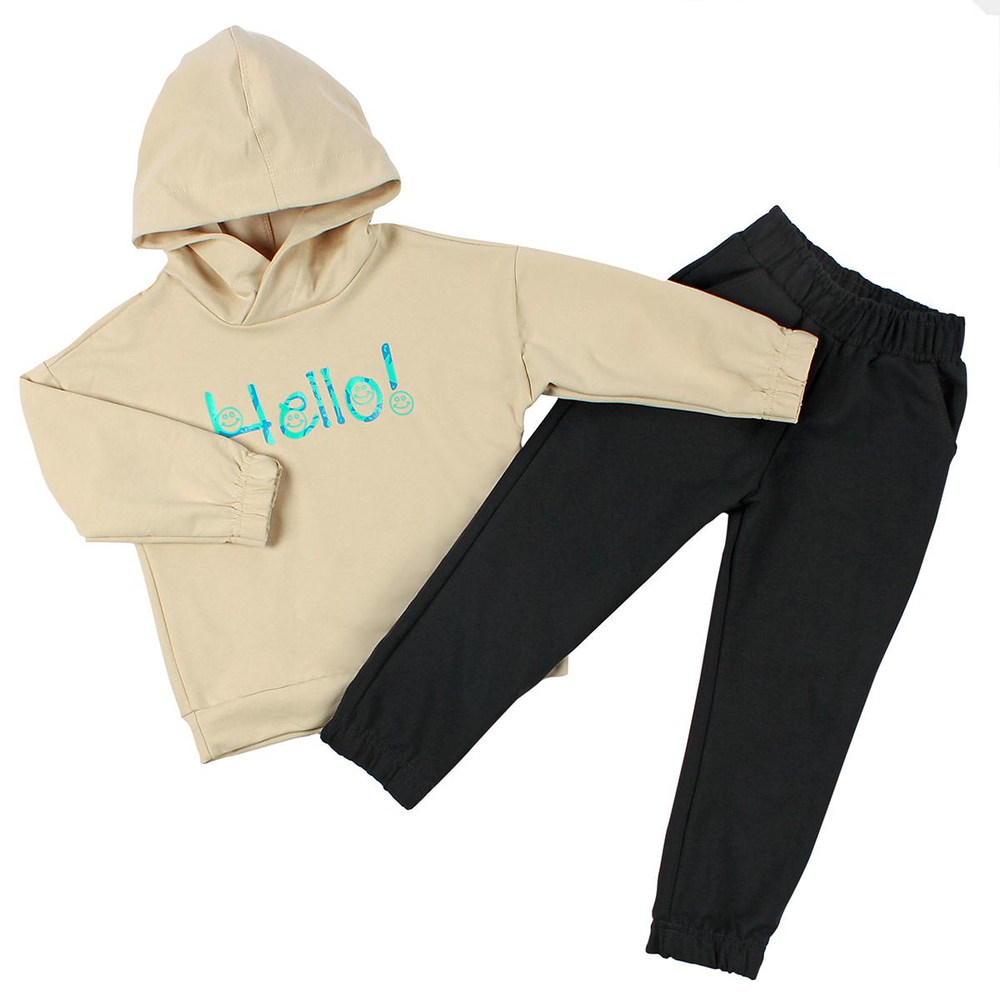 Костюм д/мальчика (джемпер+брюки) КМ-835/7 р.122 "Робот-7" бежевый (Ивашка)