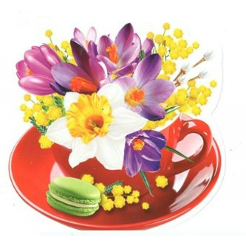 Вырубка " Букет в чашке"  46022