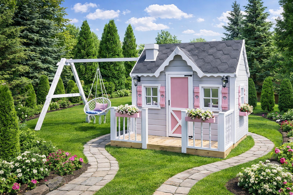 Домик "Незабудка люкс" с качелями гнездо