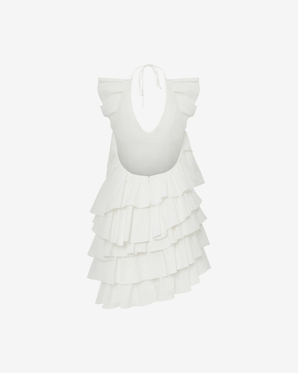 Платье мини с воланами и открытой спиной