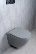 Унитаз подвесной Gid Tr2122TF-Lgm серый матовый, с крышкой микролифт, безободковый, слив-торнадо