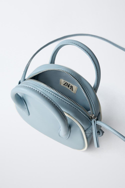 ZARA МИНИ-СУМКА С ОТДЕЛКОЙ, СИНИЙ