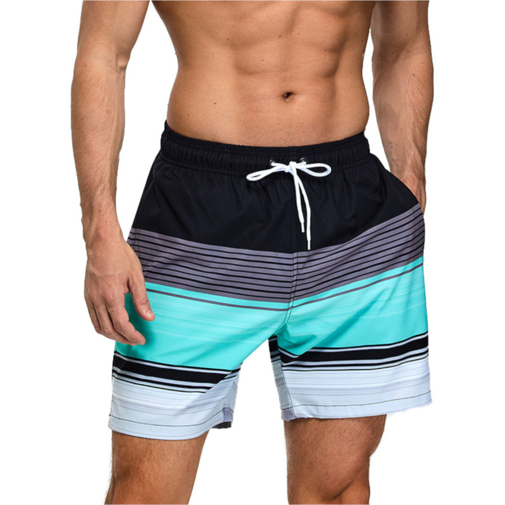 Мужские шорты в полоску для пляжного отдыха (Размер: XXXL) (Цвет: разноцветный)