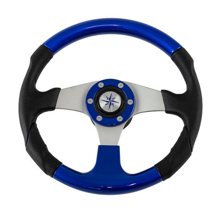 Рулевое колесо EVO MARINE 2 обод черносинее, спицы серебряные д. 330 мм