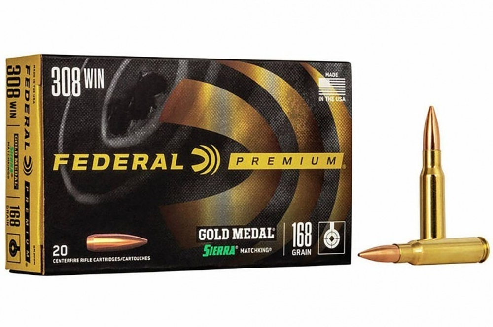Патрон .308 Win Federal 168/10.9 Gold Medal Sierra MatchKing BTHP., коробка 20 шт.