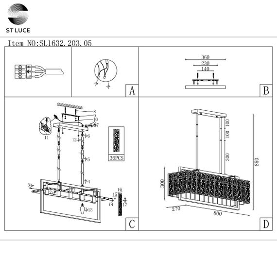 Подвесная люстра ST Luce Mira SL1632.203.05