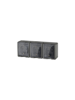 Розетка 3-м ОП Эра Эксперт 11-2406-03 16А IP54 16AX 250В 3х2P+E защ. шторки сер. Эра Б0020723
