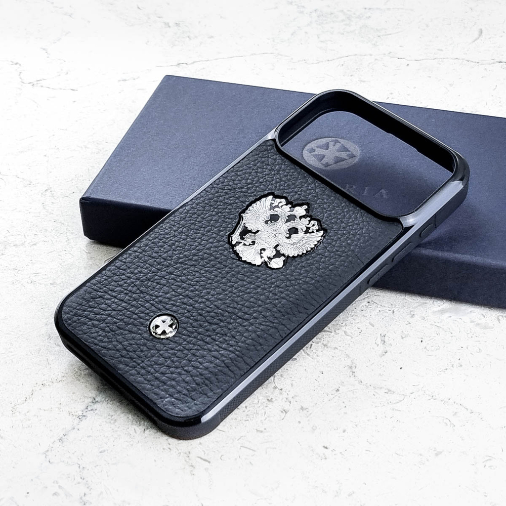 Брендовый чехол iphone с гербом России купить - Euphoria HM Premium - натуральная кожа, ювелирный сплав