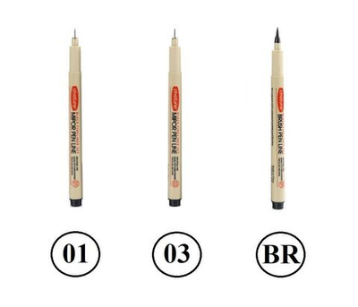 Комплект из 3-х линеров для скетчинга (в пенале)/ толщина линеров 01, 03, BR