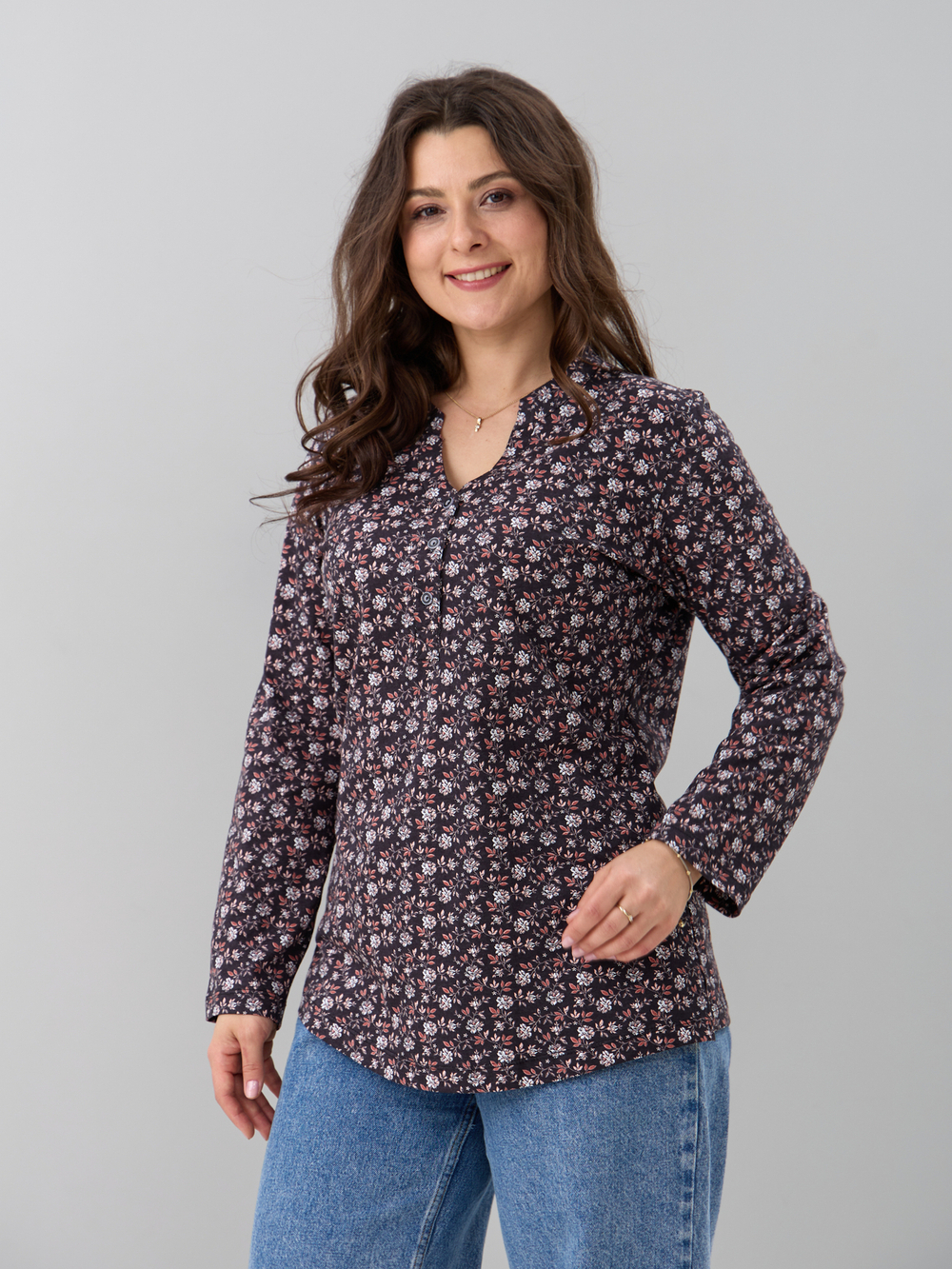 Блузка БЛ-22/серый-терракответочка