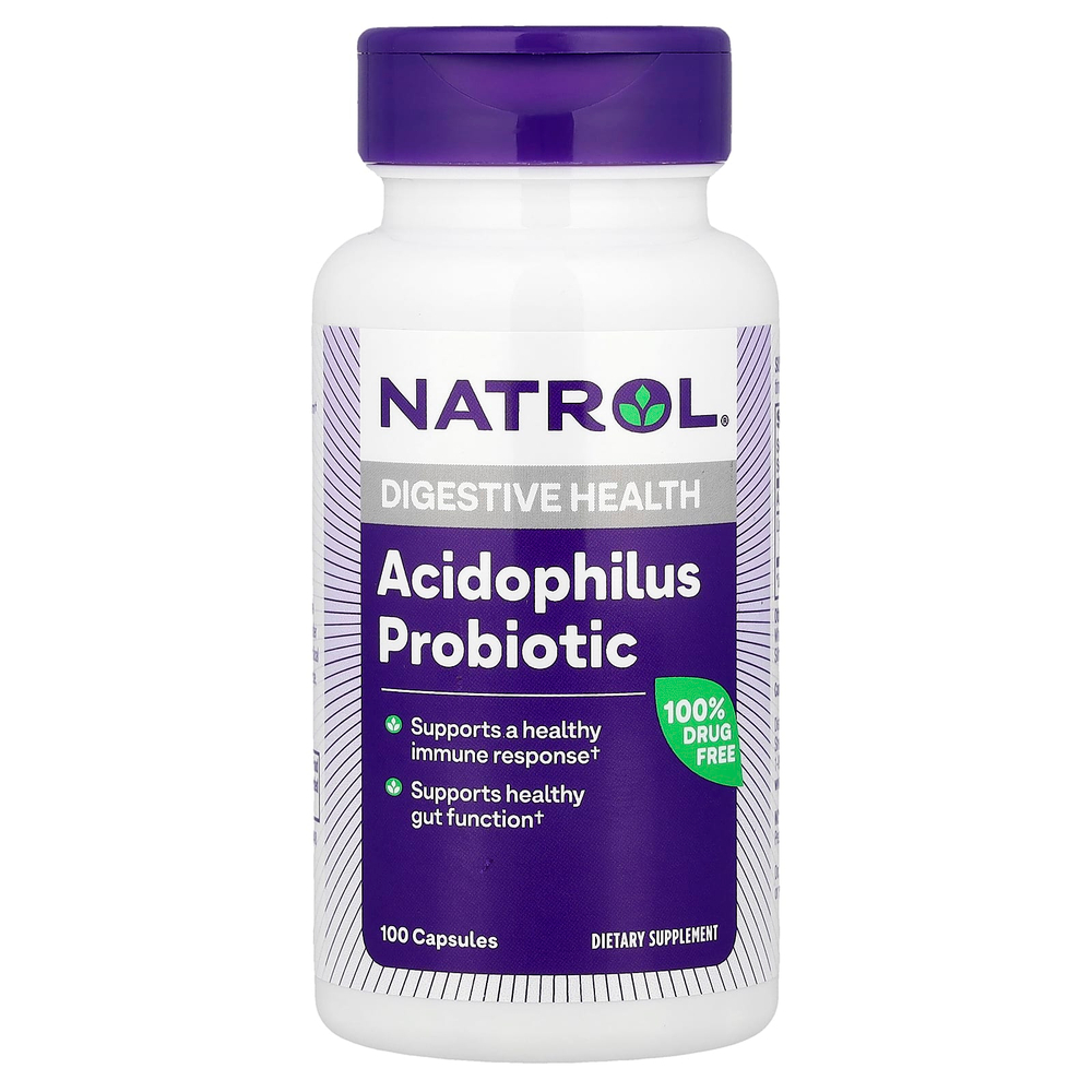 Natrol, пробиотик с ацидофильными бактериями, 1 млрд, 100 капсул