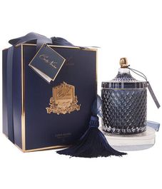 Вода жизни, большая тёмно-синяя свеча Арт-деко с кисточкой, Cote Noire