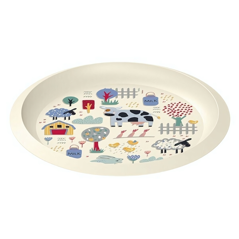 Тарелка детская с декором "Деревня", D215мм (светло-бежевый)