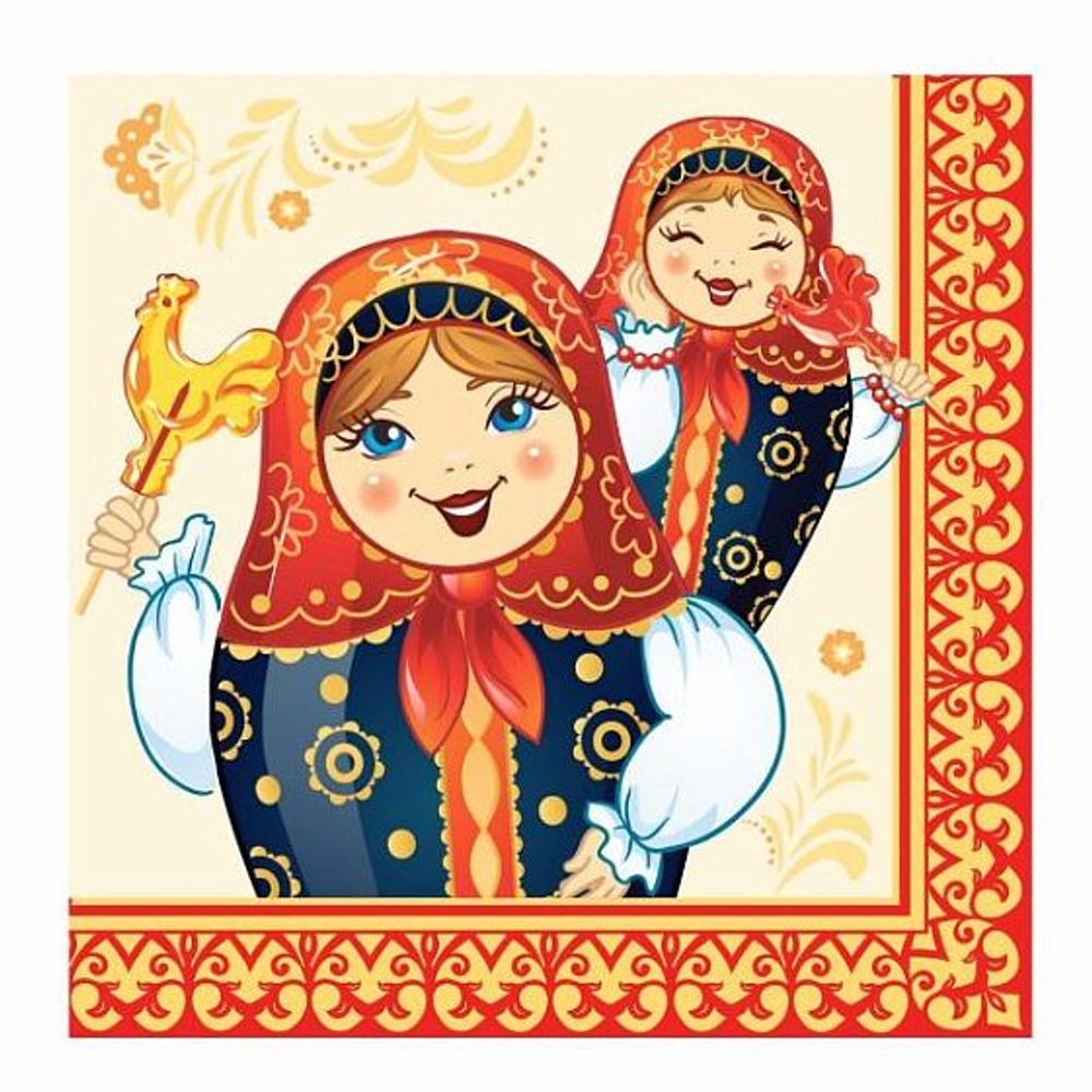 Салфетки 33*33см Матрешка 1/12шт