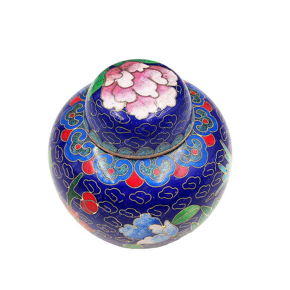Стринная вазочка с цветами хризантемы  в технике Cloisonne (Клуазонне) Китай. Первая половина  20 в.