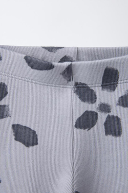 ZARA ЛЕГИНСЫ В РУБЧИК С ЦВЕТОЧНЫМ ПРИНТОМ, СЕРЫЙ/СИНИЙ