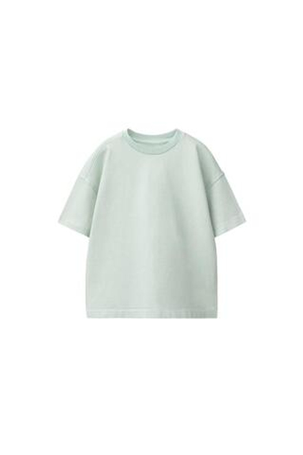ZARA ОДНОТОННАЯ ФУТБОЛКА, ЛИНЯЛЫЙ ЗЕЛЕНЫЙ