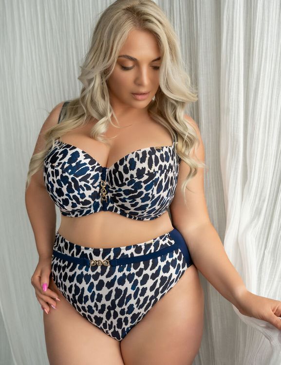 Плавки Kris Line Santorini слипы High Waist (синий/белый)