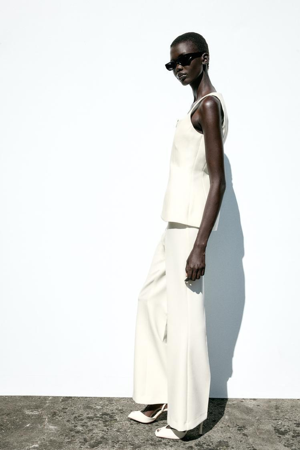 ZARA ТОП-БЮСТЬЕ С ЗАСТЕЖКОЙ-МОЛНИЕЙ, ЭКРЮ