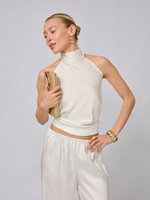 Топ халтер с открытой спиной из атласа